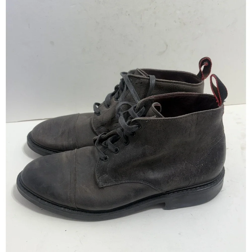 ALLEN EDMONDS Patton Cap Toe Boots 9.5 D Brown Leather Men's